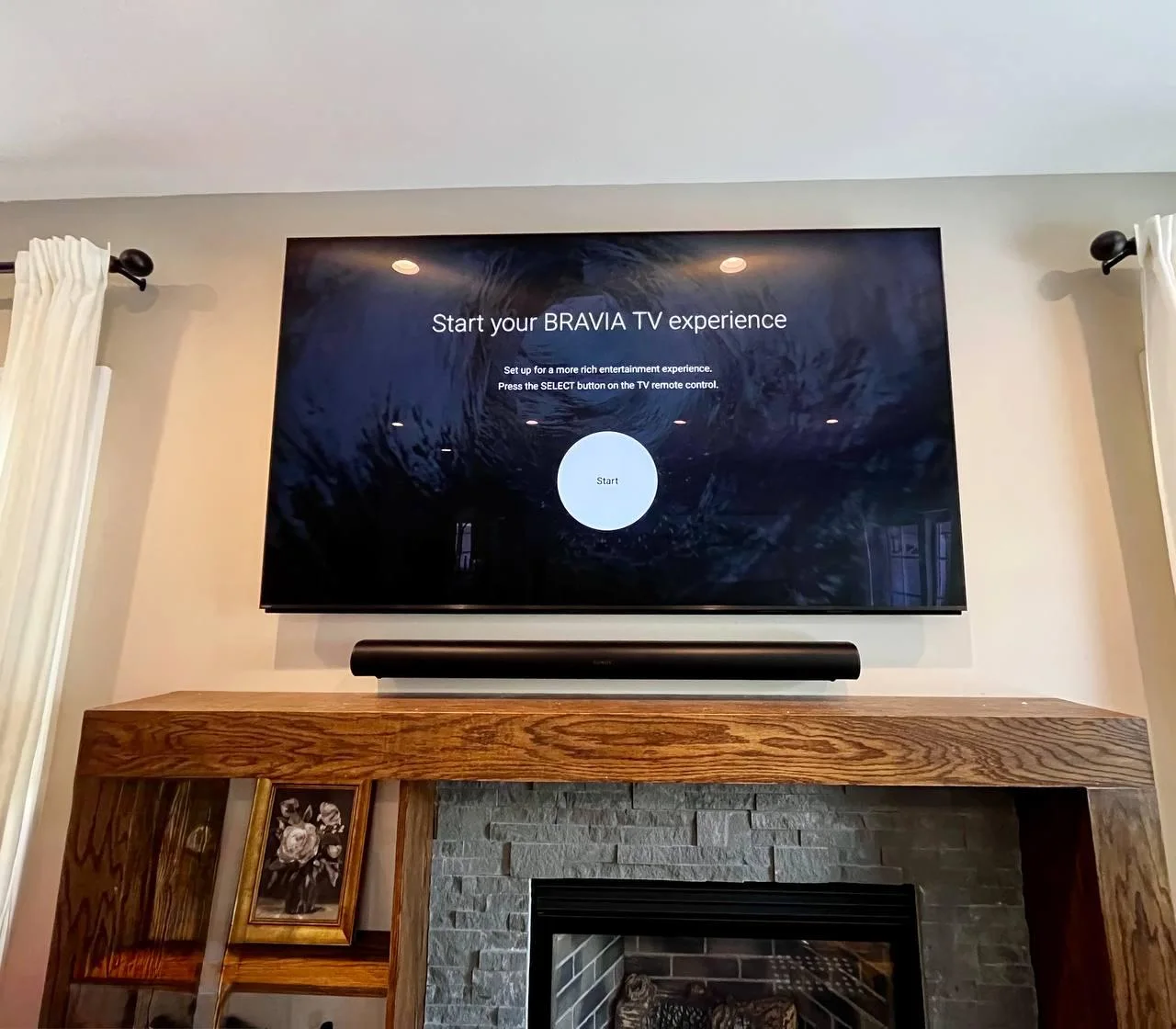 Above the fireplace